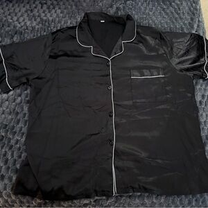 Black Satin Pajama Set